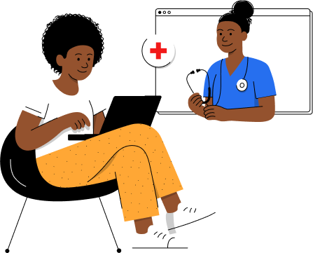Illustration of a patient talking with a doctor